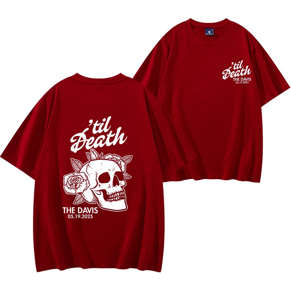 Til Death Shirt Skeleton Bride Shirt Wedding Date Newlywed Tees Til Death Married Couple Men Women Short Sleeve Hip Hop Tops