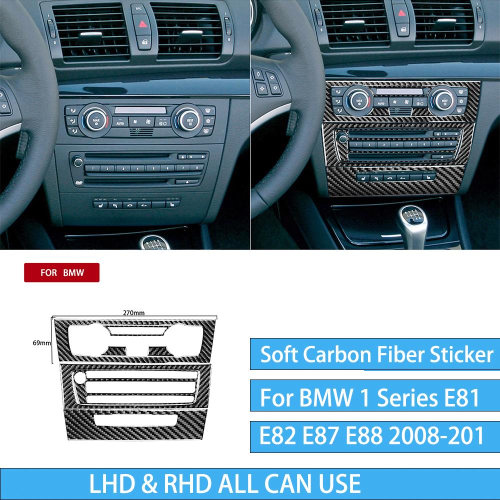 Наклейка на центральную консоль из углеродного волокна, модель B, декоративная накладка, внутренняя отделка для BMW 1 серии E81 E82 E87 E88 2008-2013 Central Ctrl Panel