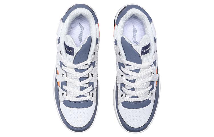 Li Ning Yufeng Synthetic Leather Comfortable Coverage Thermal Slip Resistant Low top Skateboard Shoes Men's White Gray AGCQ295-2