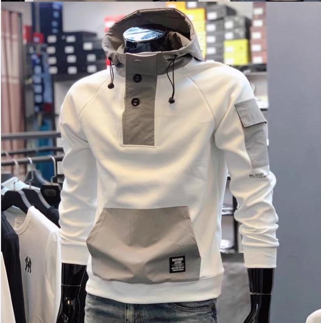 Men’s 2024 Half-Button Hooded Sweatshirt: Trendy Spring/Autumn Splicing Jacket