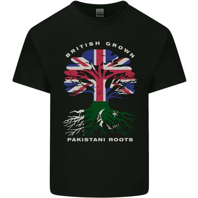 British Grown Pakistan Roots Flag Mens Cotton T-Shirt Tee Top Unisex T-Shirt