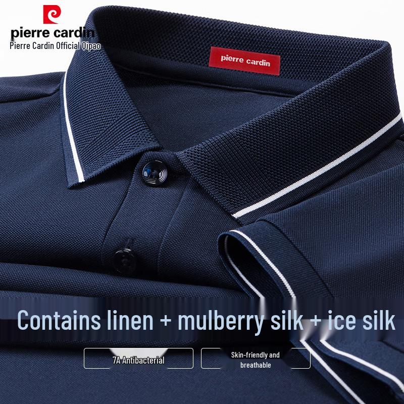 Pierre Cardin Men s Linen & Silk Blend Cooling Polo Shirt M