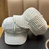 Spring Summer Vintage Stripe Octagonal Beret Hat Women Newsboy Cap Wide Brim Casual All-match Thin Sweet Hat