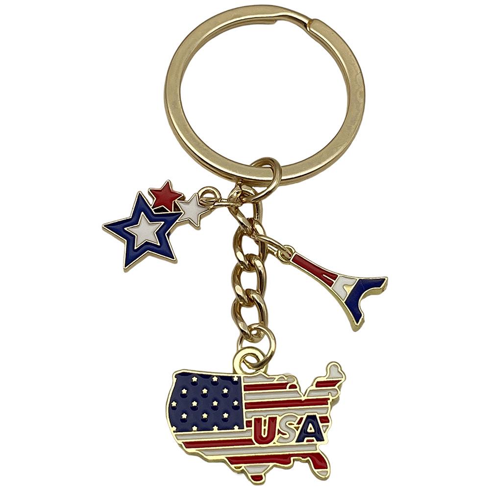 Independence Day Flag Heart & Star Earrings Keychain Pendant