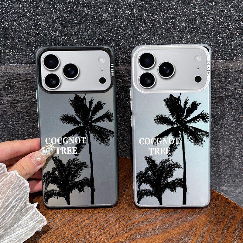 Simple Coconut Tree Silver Drop-Proof Case for iPhone 17/16/15/14/13 Pro