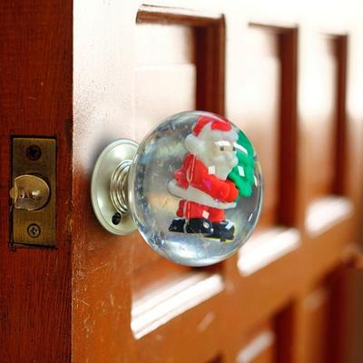 Yousheng Christmas Door Knob Vintage Xmas Tress Santa Claus Transparent Faux Crystal Ball Decorative Bedroom Front Door Handle Replacement
