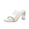 Coarse Heel Wear Cool Slippers Women Spring 2024 Internet Celebrity Transparent Women Temperament Non-slip Not Tired Feet High Heels