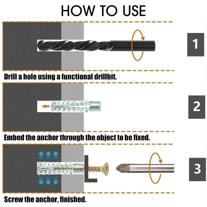Metal Expansion Tube Self Tapping Screws Kits Solid Serrated Drilling Plug Thorny Wall Anchor Expansion Bolt Fasteners Anchors
