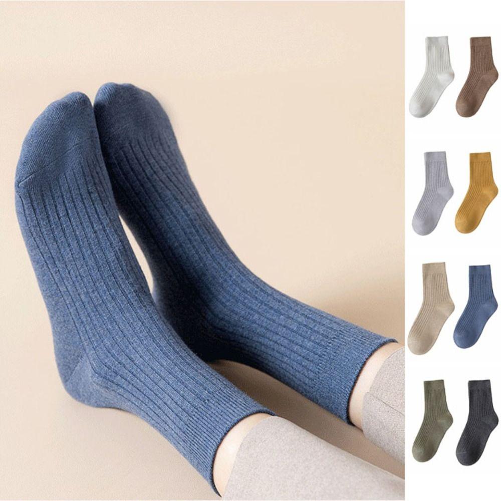 10Pairs Solid Color Women Mid-calf Socks Simple Autumn Tube Socks Simple Business Socks Men  Sports