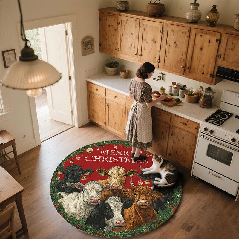 Christmas Theme Pattern Round rug,Carpet Rug for Living Room Bedroom Playroom ,Non-slip Floor Mat,Holiday Gifts and Birthday Gifts.