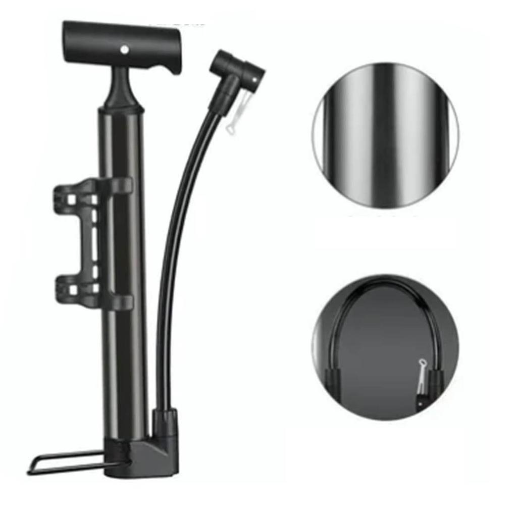 Fahrradpumpe Aluminiumlegierung Hohe Härte Tragbar Mini Schwarz Fahrrad Standpumpe für Mountainbikes