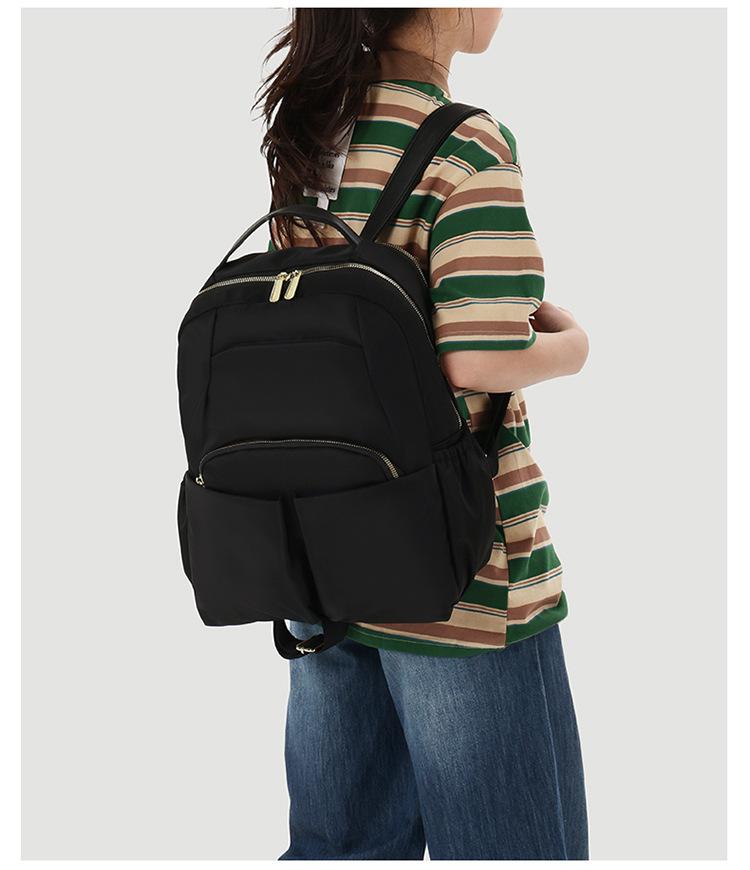 Schoolbag New Korean Version Backpack Fashionable Versatile Backpack Trendy Cool Light Shoulder Bag Waterproof Cloth Solid Color Simple Household