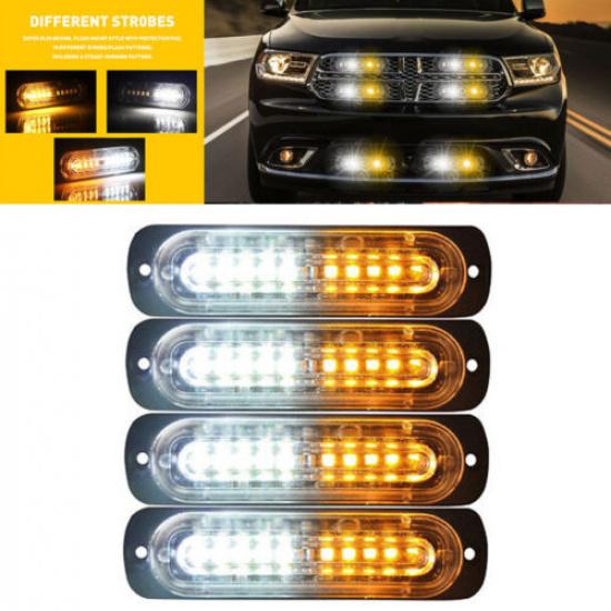 4x светодиодных 10 янтарных стробоскопных предупреждающих мигающих маячков опасности 12В 24В
