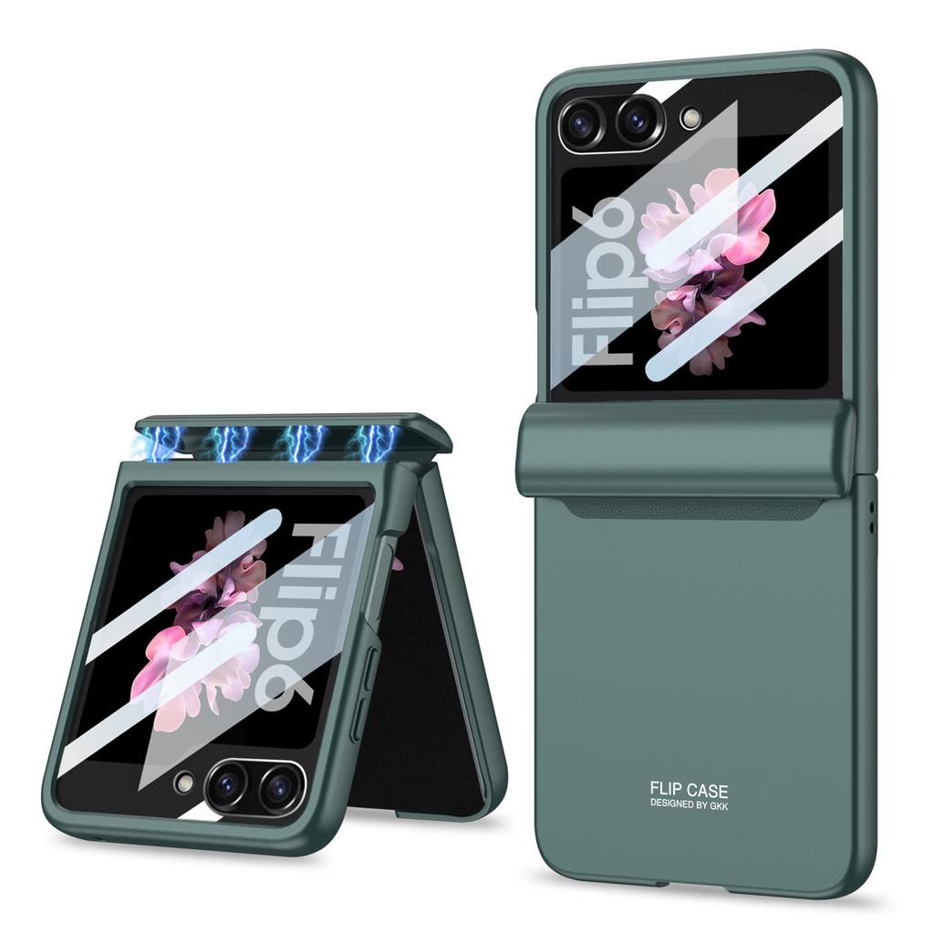Samsung Folding Zflip6 Mobile Phone Case Anti Fall Magnetic Suction Folding Large Window Fashionable Matte All Inclusive Protective Case