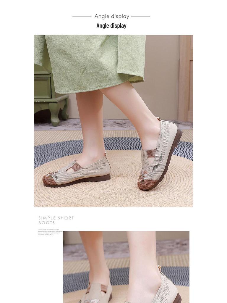 Women's 2025 Summer Embroidered Breathable Soft-sole Slip-on Shoes