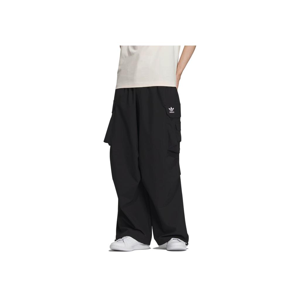 Adidas Originals American Street Style Solid Color Cargo Pants Men Bottoms Black IY9495