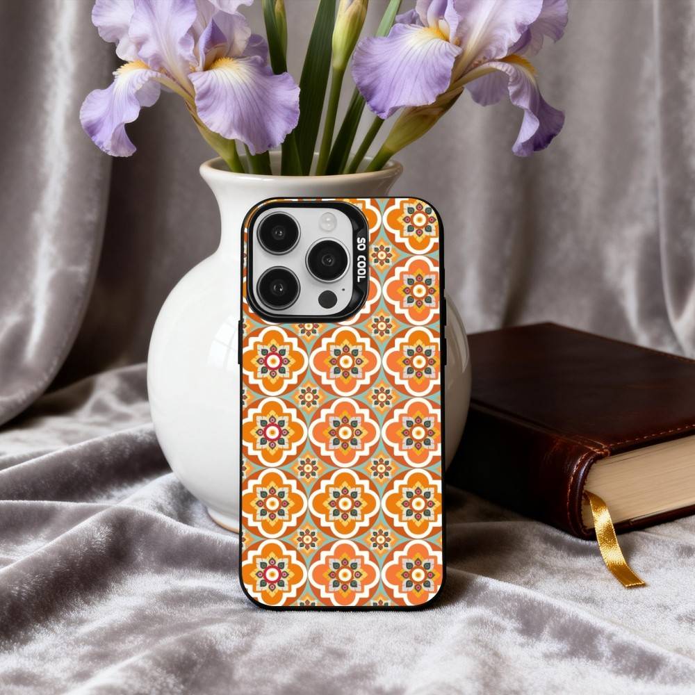 T-Tile M-Moroccan Cool Art Phone Case For iPhone17,16,15,14,13,12,11 Plus,Pro Max Black Candy silver phone case