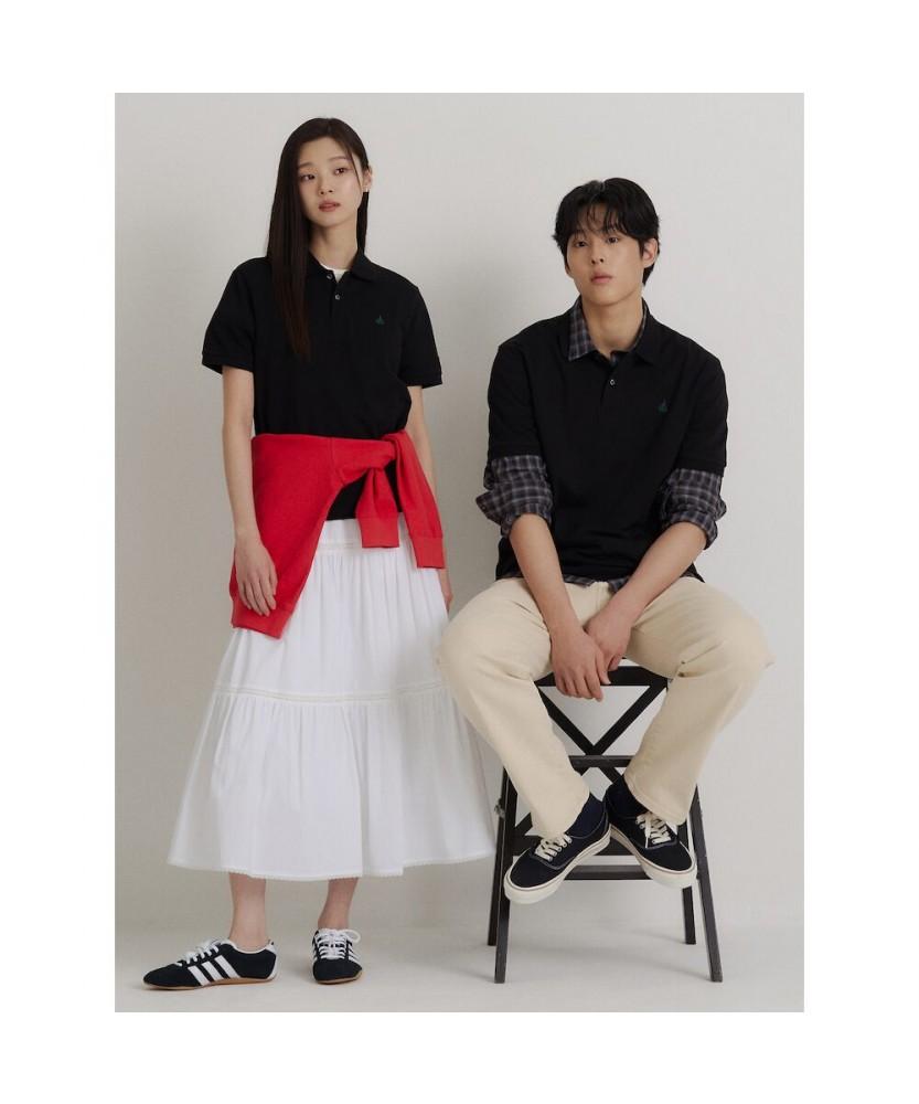 Binpolmen [Essential] Pique Collar Neck Short Sleeve T-Shirt Black