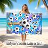 Soccer Theme Beach Towel Personalized Custom Name & Text Soft Quick Dry Beach Towel for Swimming Travel