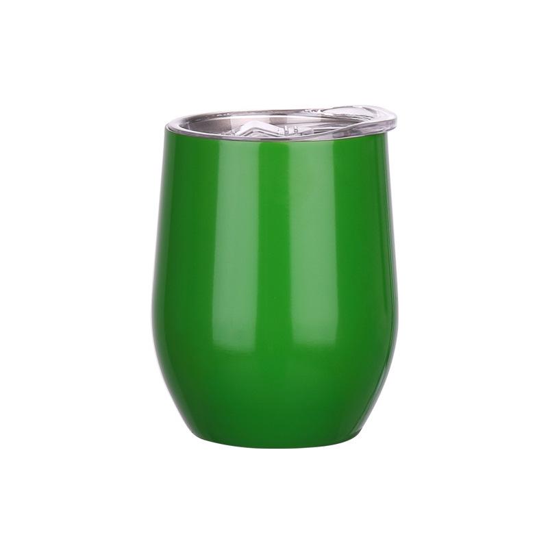 304 Stainless Steel Double-Layer Vacuum Insulated 12oz Egg-Shaped Cup, Portable U-Shaped Design with Heat Sublimation Spray.