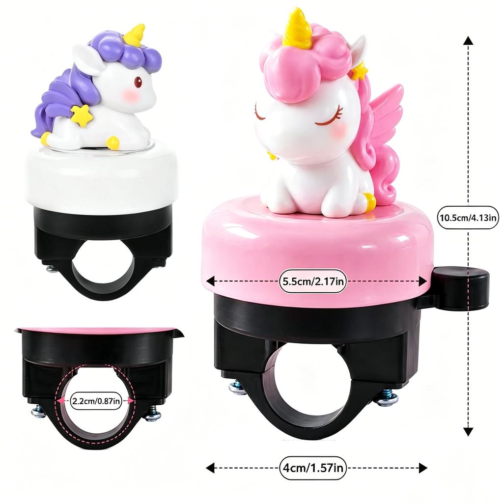 Cute Cartoon Unicorn Bicycle Bell Universal Loud Safety Horn Balance Bike Skateboard Scooter Parts Sport Science Gift for Adults