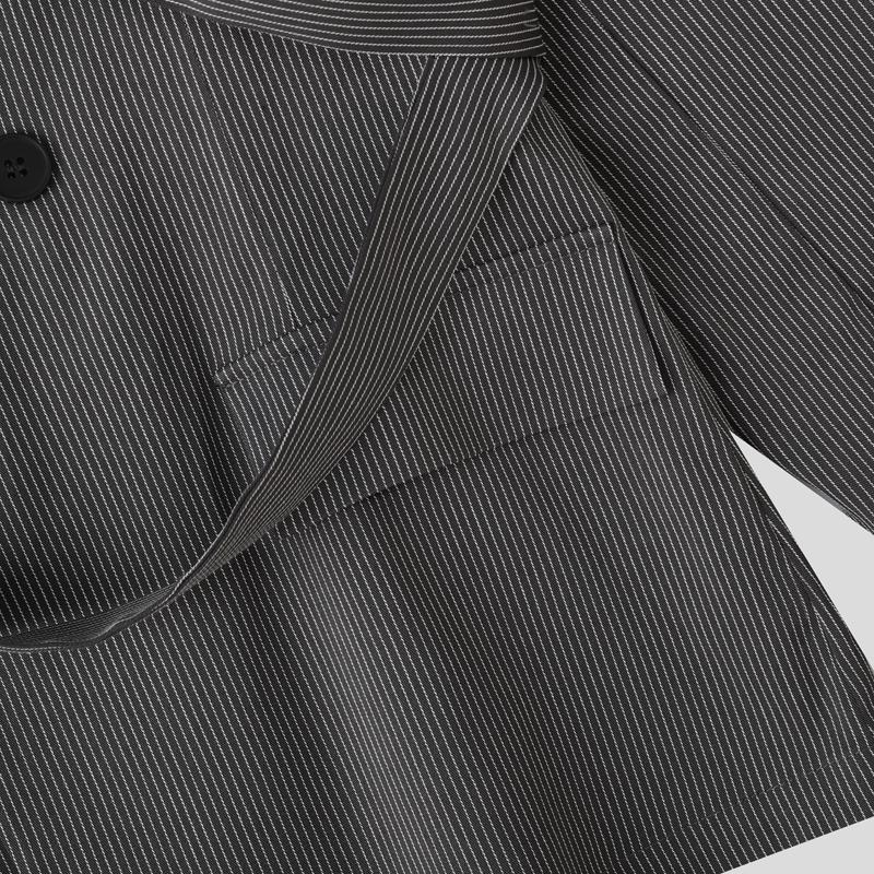 INCERUN Men Notched Lapel Long Sleeve Striped Cutout Front Cross Party Thin Blazer Coats