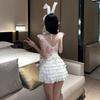 Ladies' Sexy Lingerie Sexy Pink Cow Suit Hollowed Out Maid Bunny Girl Uniform Role-playing Seductive Pure Desire Nightgown