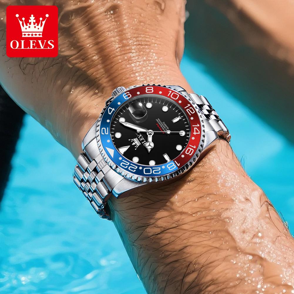 OLEVS Mens Watch Original Calendar Quartz Wristwatch Waterproof Luminous Business Men's Hand Clock Watches For Men