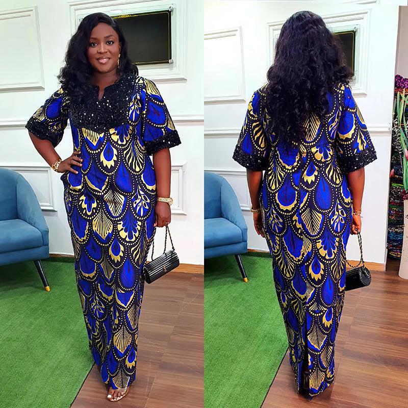 African Plus Size Satin Beaded Long Burqa Dress for Women, Style 8098