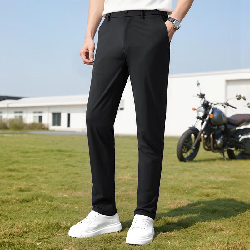 

MONTAGUT Men s Summer Business Casual Straight-Leg Trousers 29