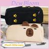Cute Black Cat Plush Embroidery Pen Case Large Capacity Stationery Storage For Students