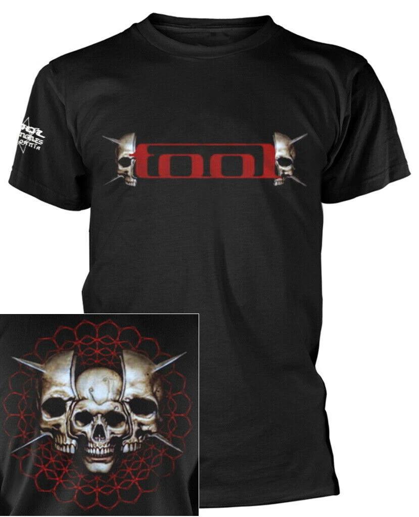 

100% хлопок ТОПЫ УНИСЕКС ФУТБОЛКИ МУЖСКИЕ ЖЕНСКИЕ Инструмент Череп Шипы Рубашка Футболка Метал Рок Группа Черная Футболка 3XL чёрный