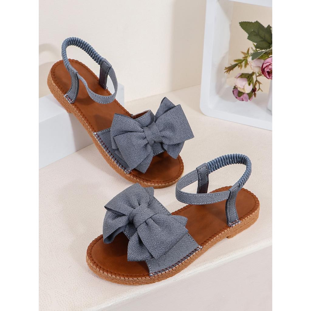 Letní módní ploché sandály s mašlí vpředu pro velké velikosti, pro dámy na nošení venku, na plážovou dovolenou a na běžné nošení