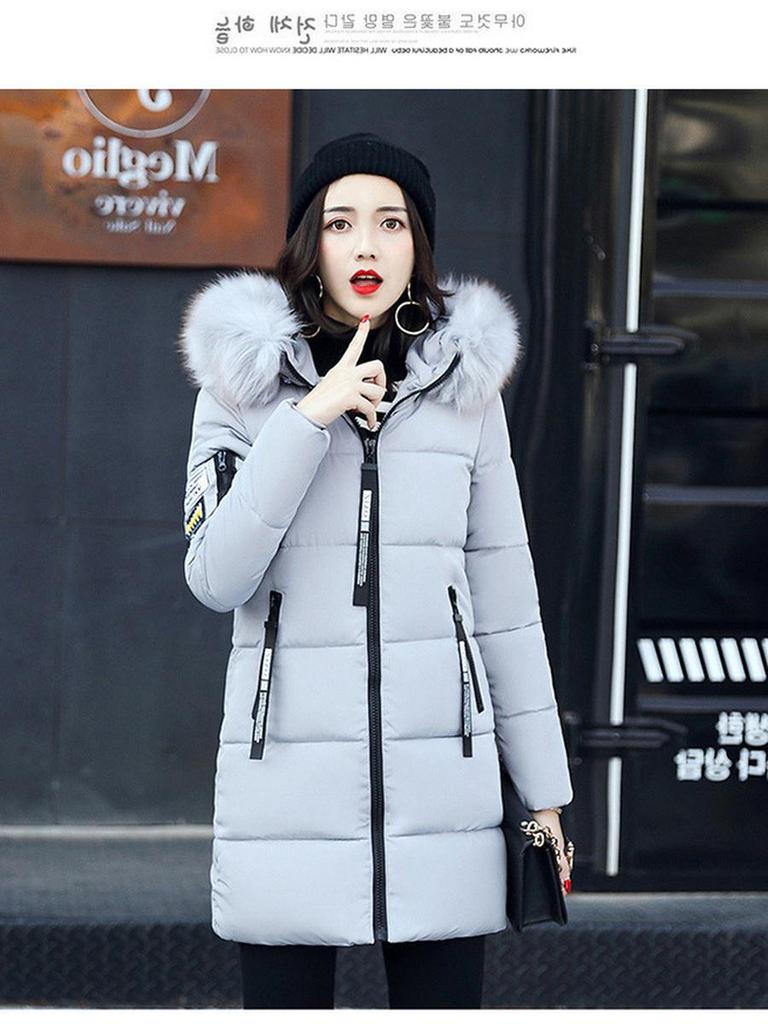 Winter New Thick Plus Size Long Sleeve Cotton Coat Women Korean Style Imported Slim Fit Hooded Printed Cotton Jacket Women