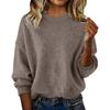 Women's Fashion Casual Loose Pullover Solid Color Round Neck Long Sleeve Knit Sweater