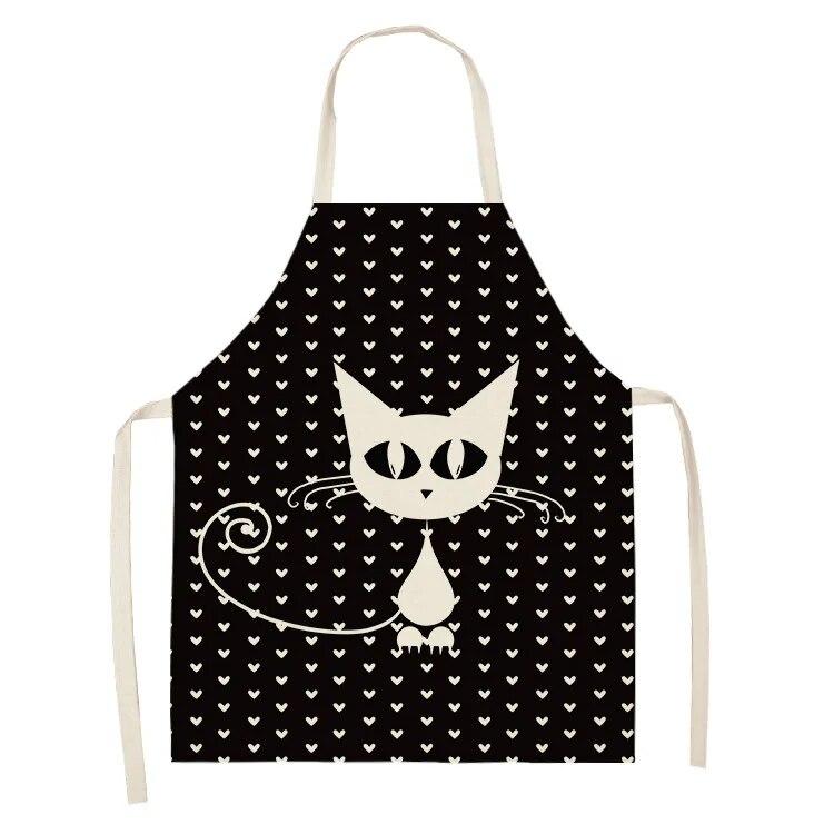 1 Adet 55x68cm Mutfak Pişirme Önlüğü Sevimli Kedi Baskılı Ev Kolsuz Pamuk Keten Önlükler Erkekler Kadınlar İçin Pişirme Aksesuarları 38x47cm