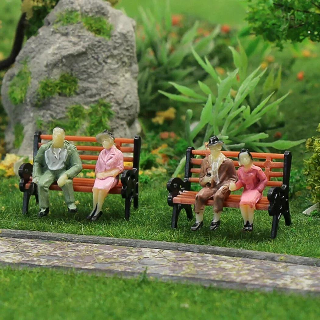 

10PCS Model Park Bench 1:87 Mini Garden Ornament Miniature Park Bench Craft DIY Figurines Landscape Bench Model Garden Decor China Mainland