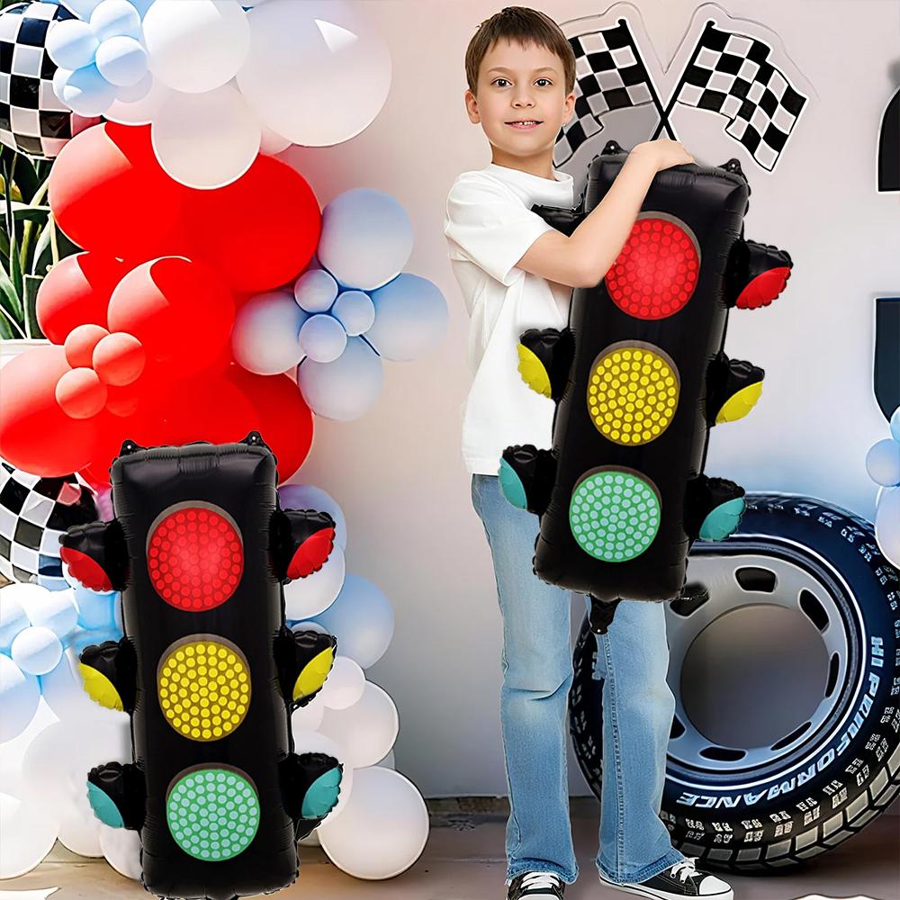1/2 traffic light balloons, used for traffic themed party decoration, racing birthday decoration, and urban landscape decoration