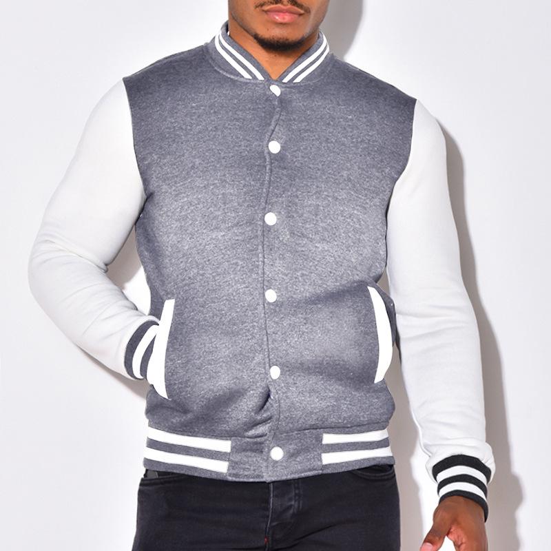 Jaqueta de Beisebol Masculina Versátil em Fleece - Roupa Casual para Primavera/Outono/Inverno