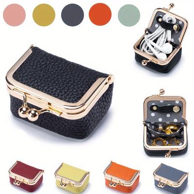 New Women's Solid ColorImitation Leather Jewelry Box, Ring, Necklace, Earring Storage Box, Mini Coin Wallet