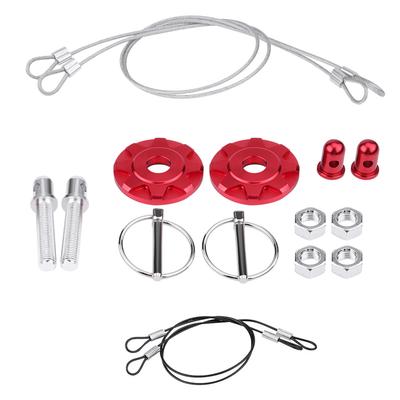 CNC Aluminum Alloy Car Racing Hood Pin Lock Appearance Kit Universal Red