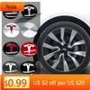 Car Sticker Tesla 4pcs 65mm Car Wheel Center Cap Badge Sticker for Tesla Model 3 Y S X Roadster P75D P85D P90D P100D Personaliza