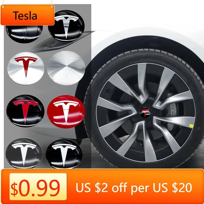 Car Sticker Tesla 4pcs 65mm Car Wheel Center Cap Badge Sticker for Tesla Model 3 Y S X Roadster P75D P85D P90D P100D Personaliza