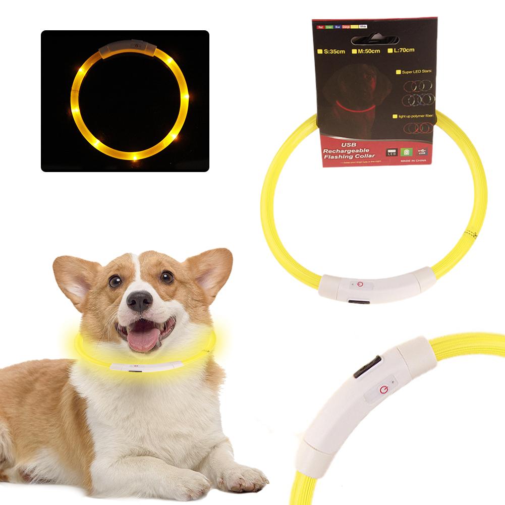 Flashing Glowing Dog Collar LED Dog Collar 3 Glowing Modes USB Rechargeable Bright & High Visibility for Small Medium Large Dogs