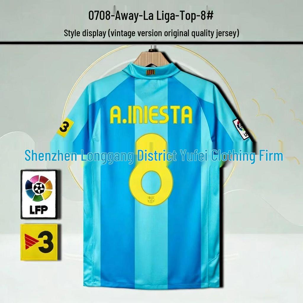 Barcelona Retro Trikot: Nein. 10 Messi, Nein. 9 Ronaldo, Nein. 10 Ronaldinho Gedenkausgabe