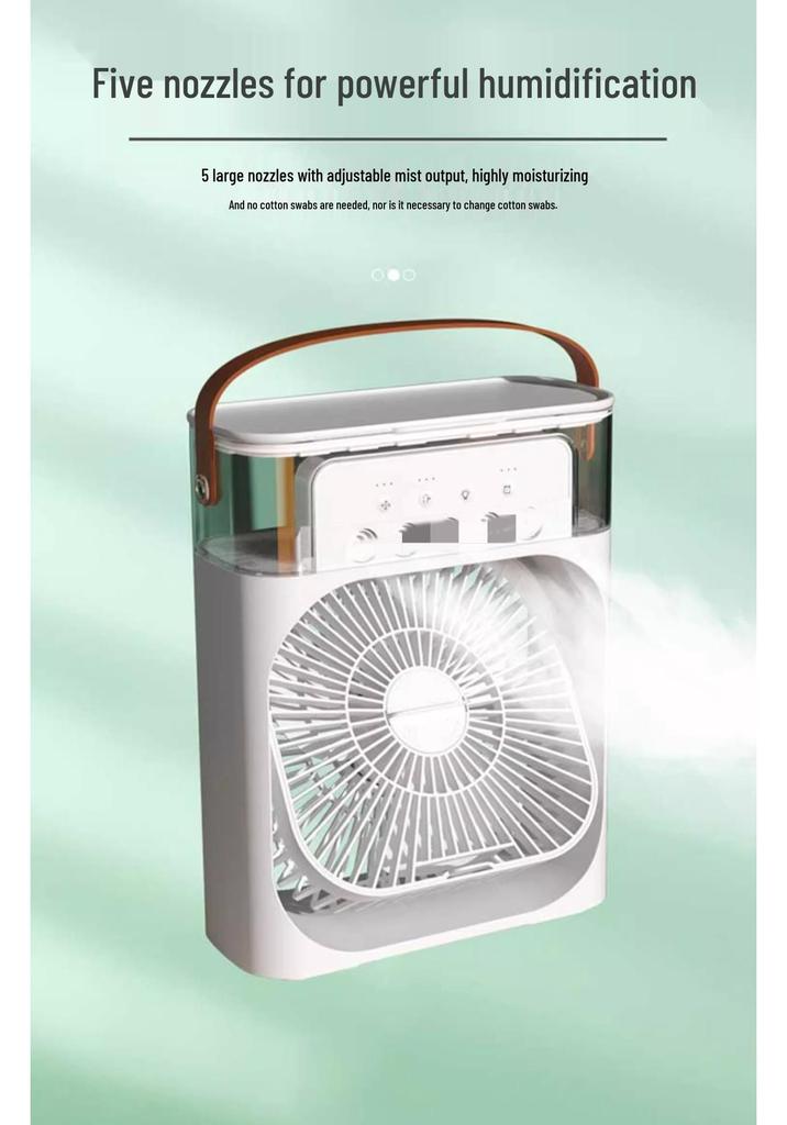 Water-cooled Desktop Fan & Humidifier with Cooling Spray for Dorms and Offices