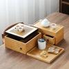 Bandeja de Chá de Bambu com Armazenamento de Água, Conjunto Gongfu Drenável, Mesa de Chá Doméstica para Casa, Salão de Chá e Cerimônia Chinesa