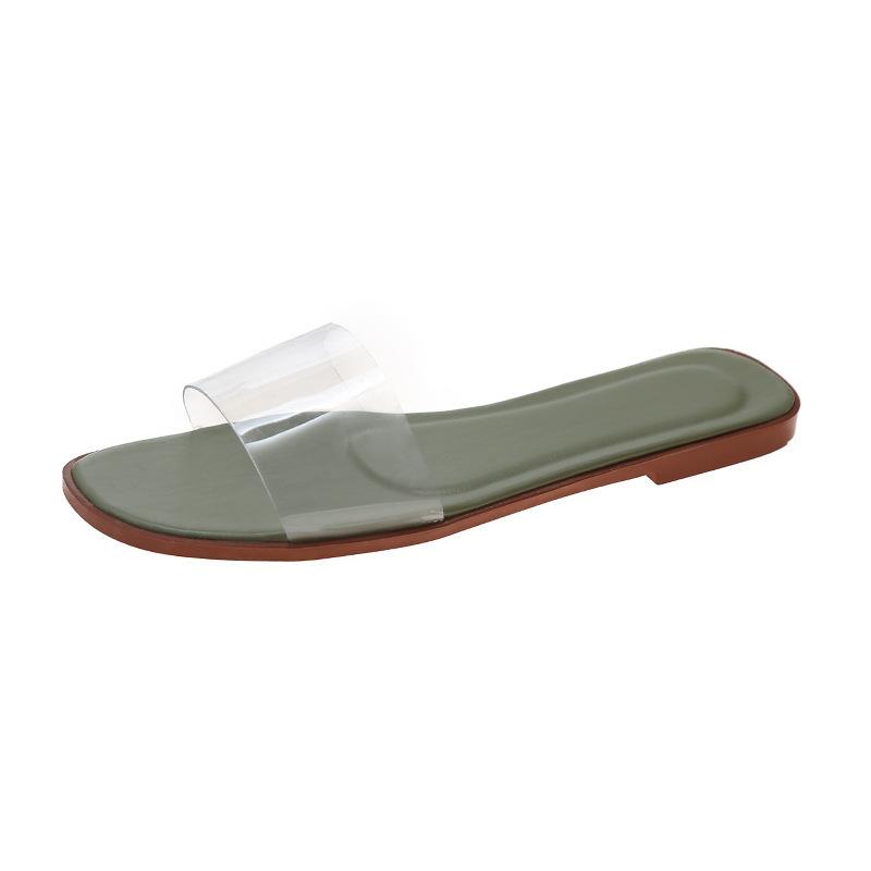 

Slippers women wear spring and summer new Korean version women s shoes fashion one-word drag flat transparent cool slippers women 38 зелений