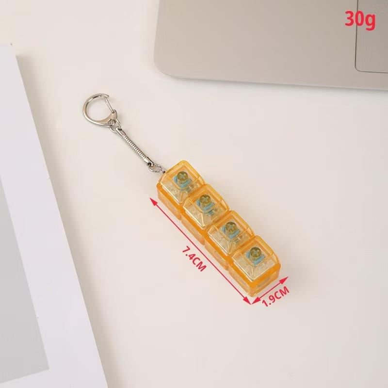Transparent Four-Button Decompression Keychain, Luminous Square Pendant, Popular Creative Toy Keychain.
