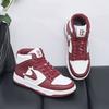 8 burgundy high-top board shoes for women's autumn and winter new thick-soled casual microfiber leather versatile sports shoes